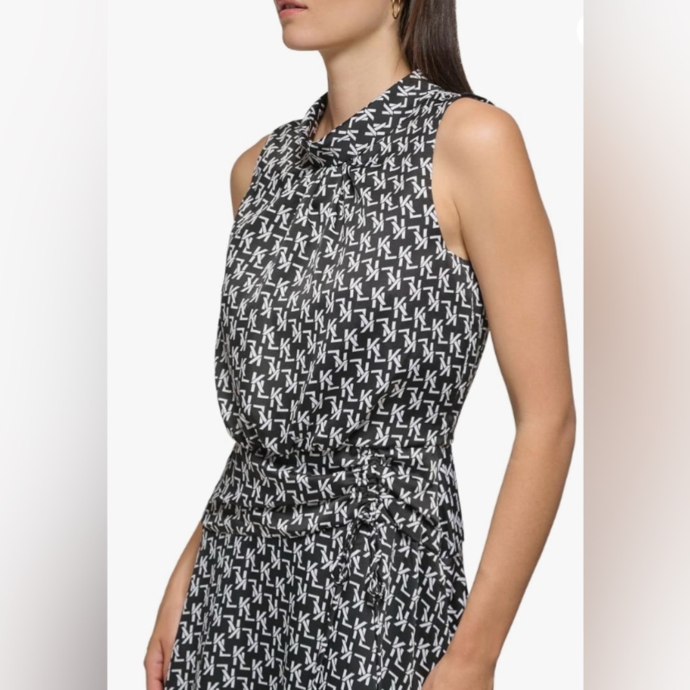 KARL LAGERFELD Paris Women's Black White Sleeveless High-Low Maxi Dress Size 4 - Picture 6 of 15